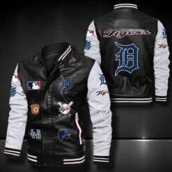 Detroit Tigers Leather Baseball Jacket Rze1
