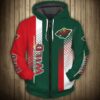 Minnesota Wild 3 Zip Hoodie 3D Rze1