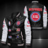 Detroit Pistons Leather Baseball Jacket Rze1