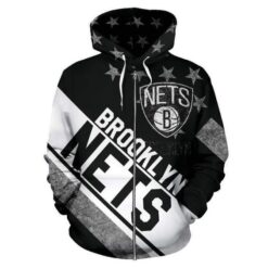 Booklyn Nets Zip Hoodie 3D Rze1