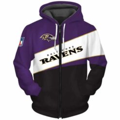 Baltimore Ravens Zip Hoodie 3D Rze1