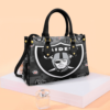 Las Vegas Raiders Black Leather Bag Rze1