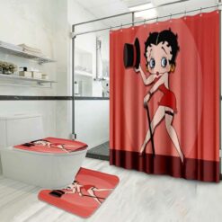 Betty Boop 1g Bathroom Shower Curtain Toilet Seat Cover & Rugs Set Rze1