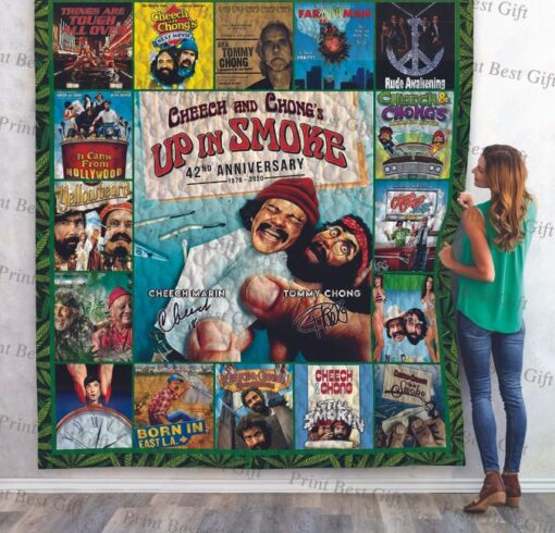 42th anniversary cheech and chong poster quilt blanketbsr4n