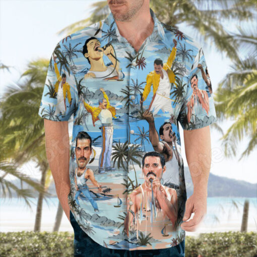 Freddie Mercury On The Beach Hawaiian Shirt b