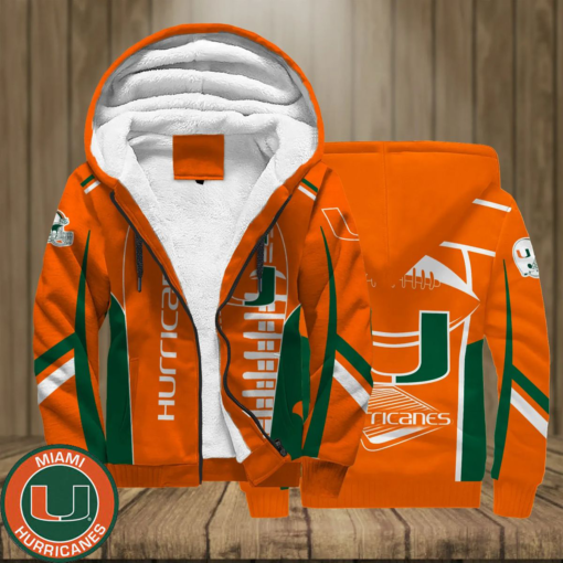 Miami Hurricanes Football Team 3d Printed Unisex Fleece Zipper Jacket