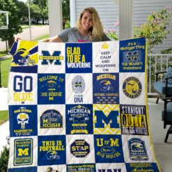 Michigan Wolverines Quilt  Blanket Quilt Rze2