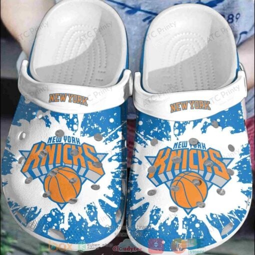 NBA New York Knicks White Blue Crocband Crocs Clog Shoes