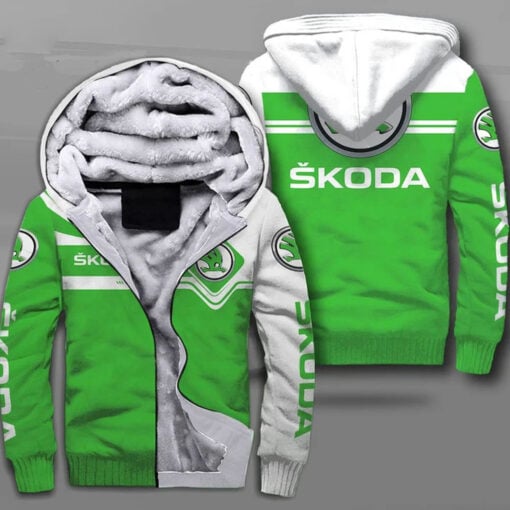 The Skoda Auto Cars Logo Full Printing Fleece Hoodie