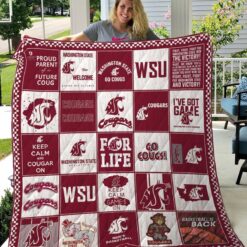 Washington State Cougars Blanket Quilt Rze2