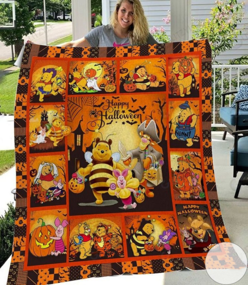 Winnie The Pooh Happy Halloween Blanket Quilt