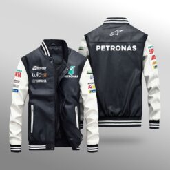 Mercedes-AMG Petronas Leather Baseball Jacket Rze2