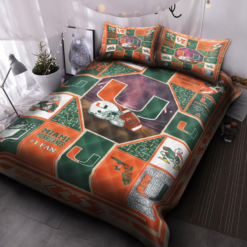 Miami Hurricanes 1g Quilt Bedding Set TO86