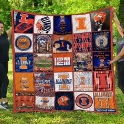 Illinois Fighting Illini Blanket Quilt Rze1
