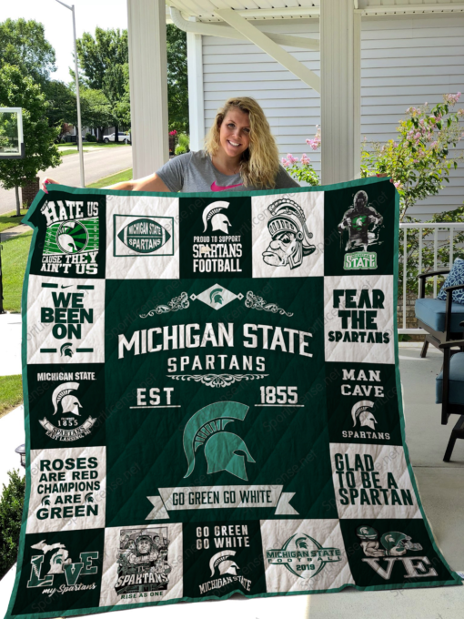 michigan state spartans quilt blanket 01 18B512