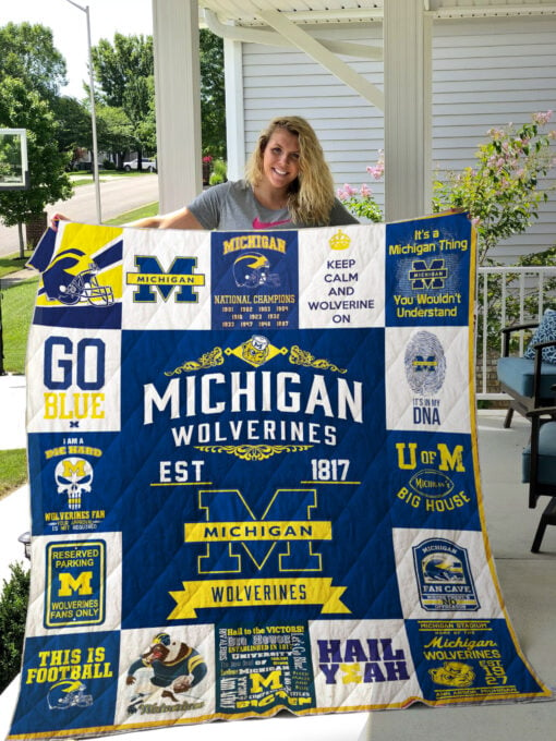 michigan wolverines quilt blanket 01