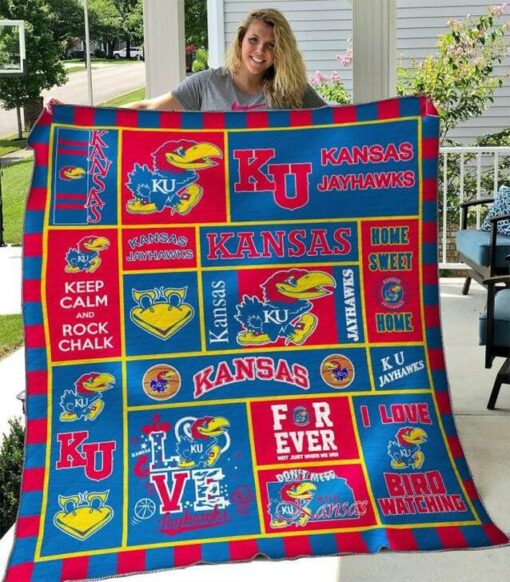 ncaa kansas jayhawks 3d customized personalized quilt blanket 315 design by dalabshopcom 2322 83586.1609736425