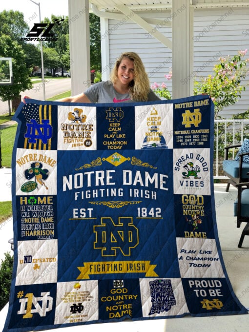 notre dame fighting irish quilt blanket 01 1570769534