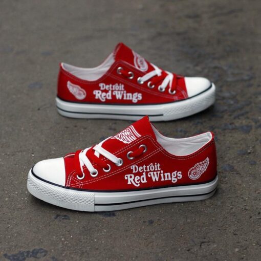 unique design canvas shoes printed custom logo detroit red wings team hockey shoes