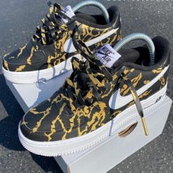 Air Force 1 Hand Painted Black & Gold Marble HD21