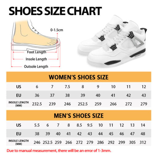 High Top Leather Sneakers size chart