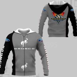 Ford Bronco Zip Hoodie 3d Grey VH22