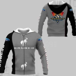 Ford Bronco Zip Hoodie 3d Grey D22