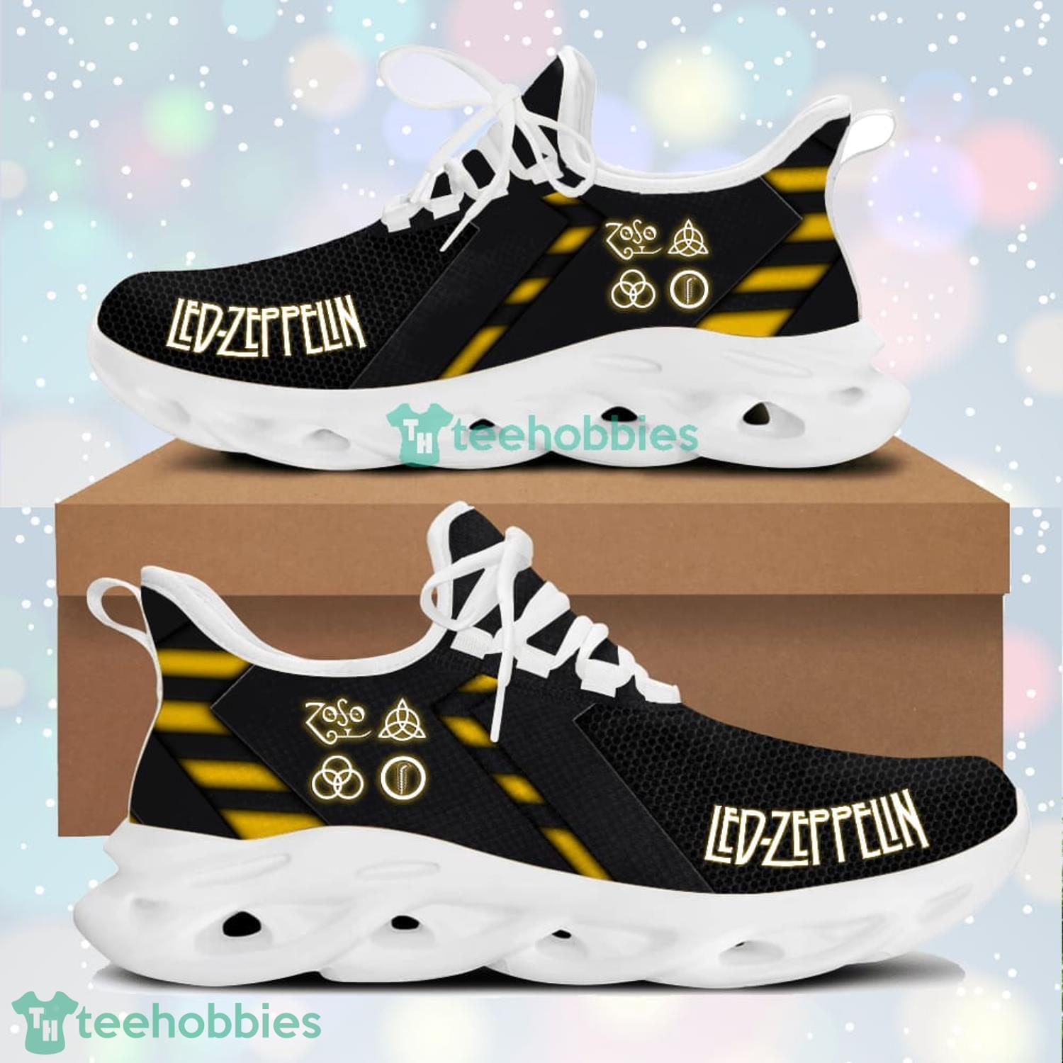 Led Zeppelin Max Soul Shoes Running Sneaker For Men And Women Yellow Striped zed2