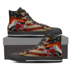 Semi Truck Black Driver High Top Shoes