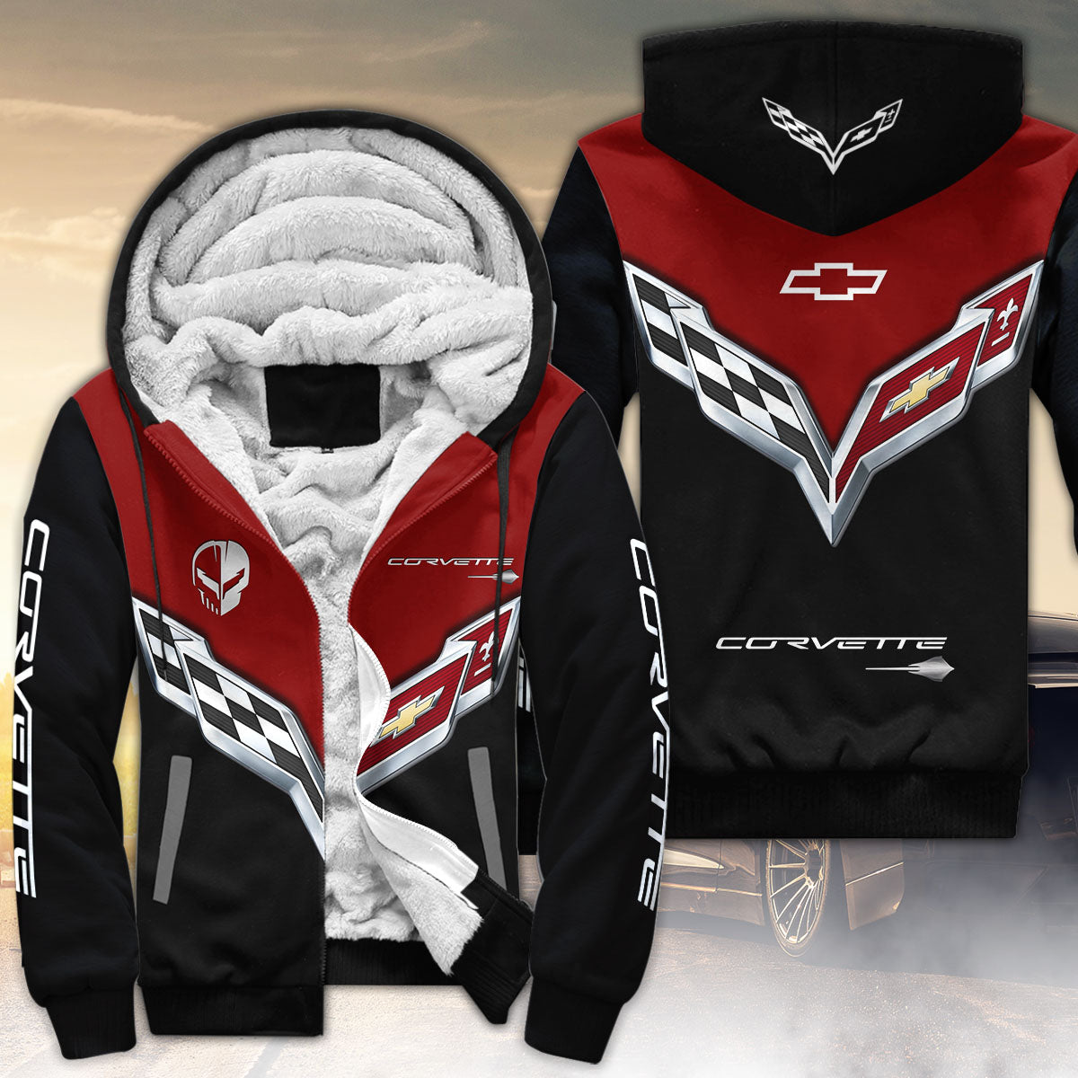 Chevrolet Corvette Car Fleece Jacket 1 Chevrolet Corvette Car Fleece Jacket
