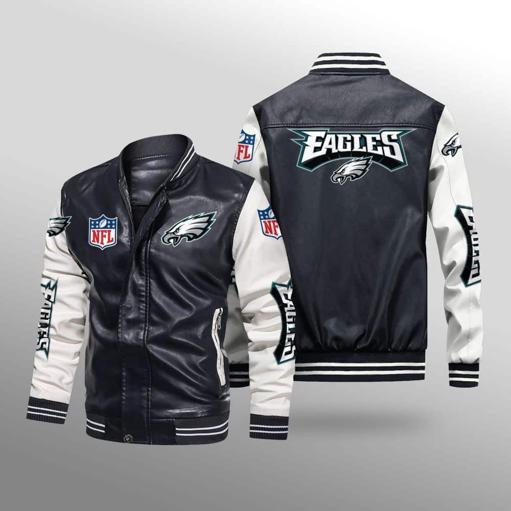 Philadelphia Eagles Leather Baseball Jacket 1 Philadelphia Eagles Leather Baseball Jacket