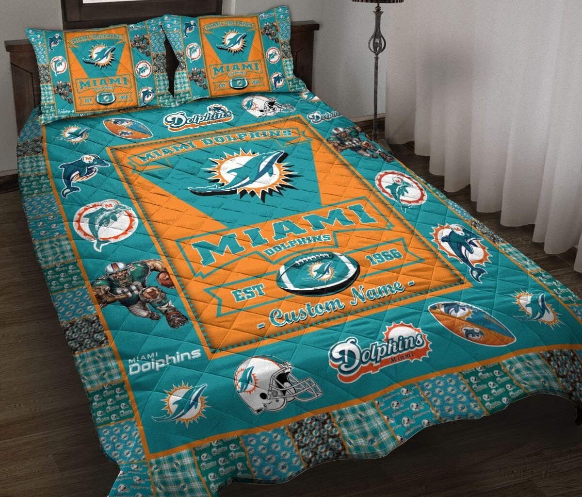 Miami Dolphins 1c Bedding Set 1 Miami Dolphins 1c Bedding Set