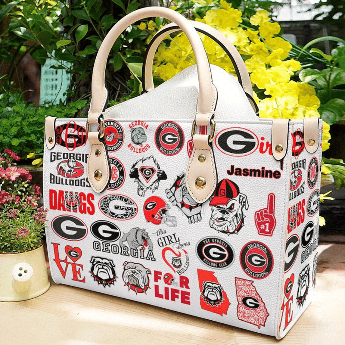 Georgia Bulldogs Lover Leather Handbag 1 Georgia Bulldogs Lover Leather Handbag