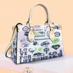 Seattle Seahawks White 2 Leather Handbag