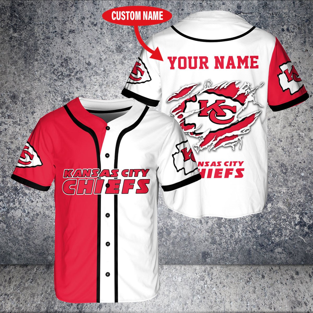 Kansas City Chiefs 3D Baseball Jersey 1 Kansas City Chiefs 3D Baseball Jersey