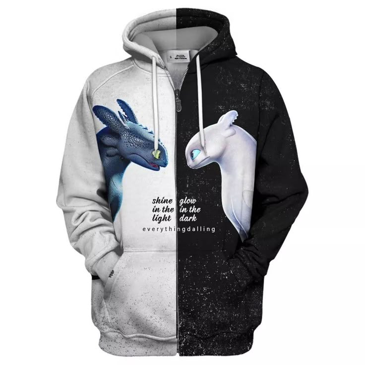 Train Dragon Black White Hoodie Zip Hoodie 3D 1 Train Dragon Black White Hoodie Zip Hoodie 3D