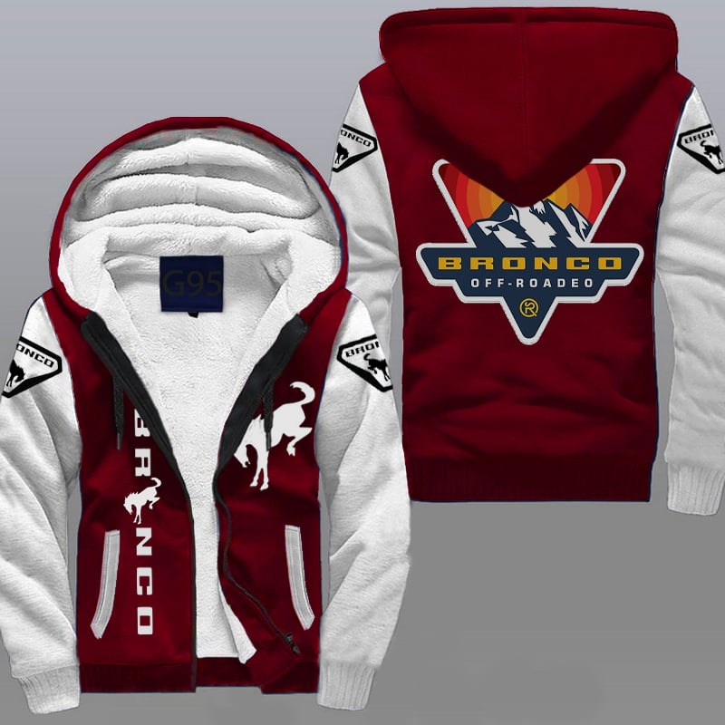 Ford Bronco Red Fleece Jacket 1 Ford Bronco Red Fleece Jacket