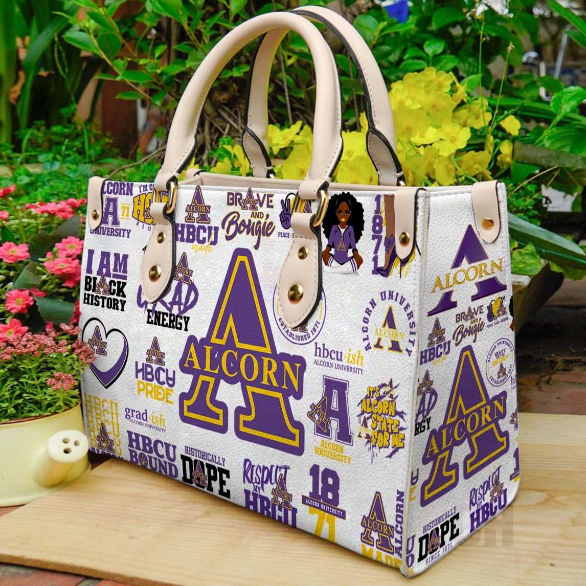 Alcorn State Braves Hand Leather Handbag 1 Alcorn State Braves Hand Leather Handbag