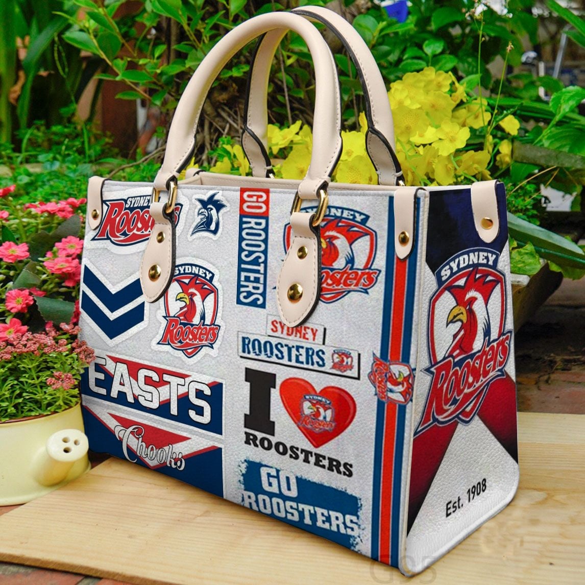 Sydney Roosters Hand Leather Handbag 1 Sydney Roosters Hand Leather Handbag