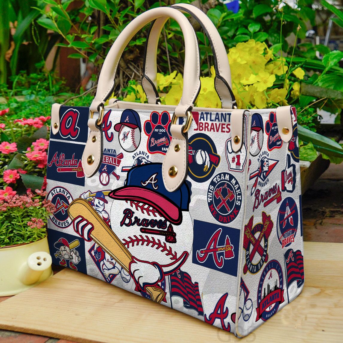 Atlanta Braves 1T Leather Handbag 1 Atlanta Braves 1T Leather Handbag
