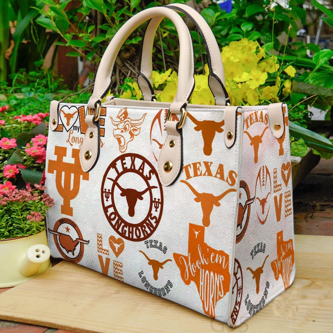 Texas Longhorns Hand Leather Handbag 1 Texas Longhorns Hand Leather Handbag