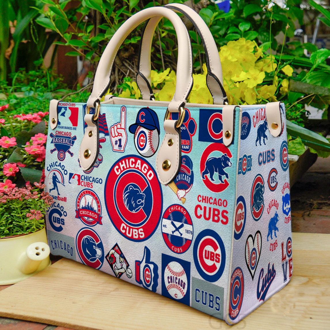 Chicago Cubs Hand Leather Handbag 1 Chicago Cubs Hand Leather Handbag