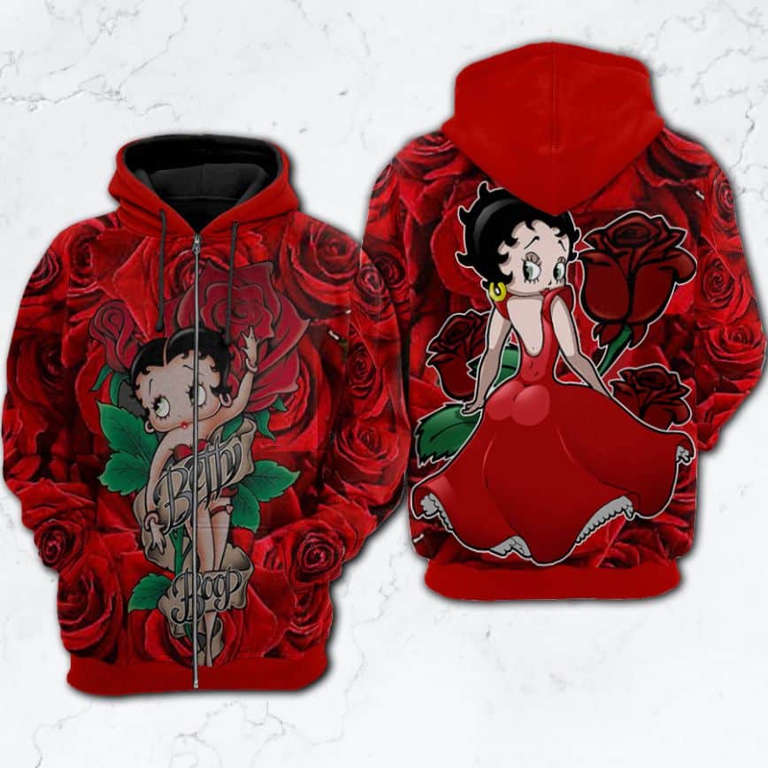 Betty Boop Love Hoodie Zip Hoodie 3D 1 Betty Boop Love Hoodie Zip Hoodie 3D