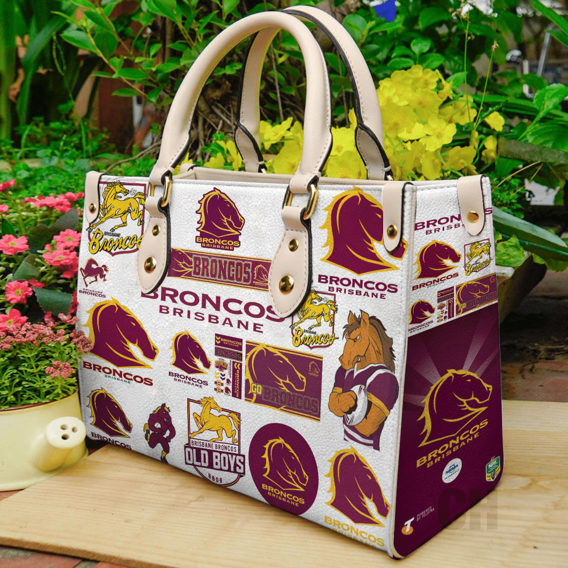 Brisbane Broncos Hand Leather Handbag 1 Brisbane Broncos Hand Leather Handbag