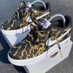 Hand Painted Black & Gold Marble Air Force Shoes