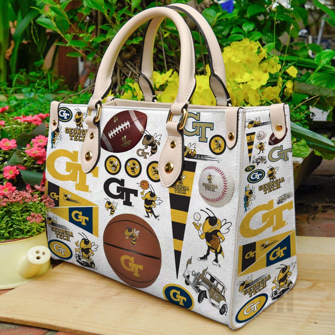 Georgia Tech Yellow Jackets Leather Handbag 1 Georgia Tech Yellow Jackets Leather Handbag