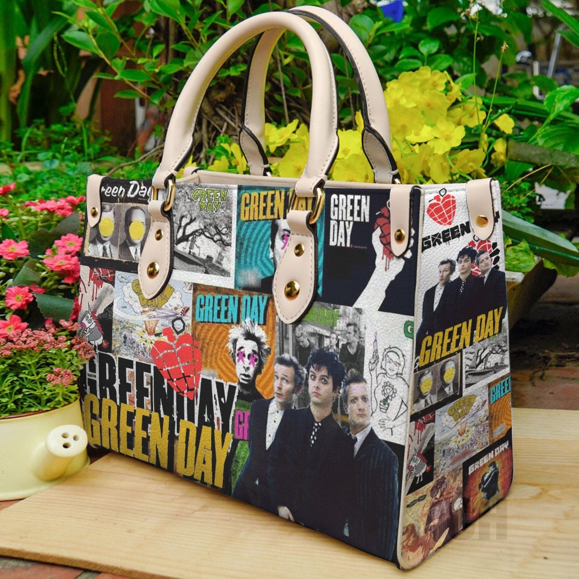 Green Day Band Hand Leather Handbag 1 Green Day Band Hand Leather Handbag