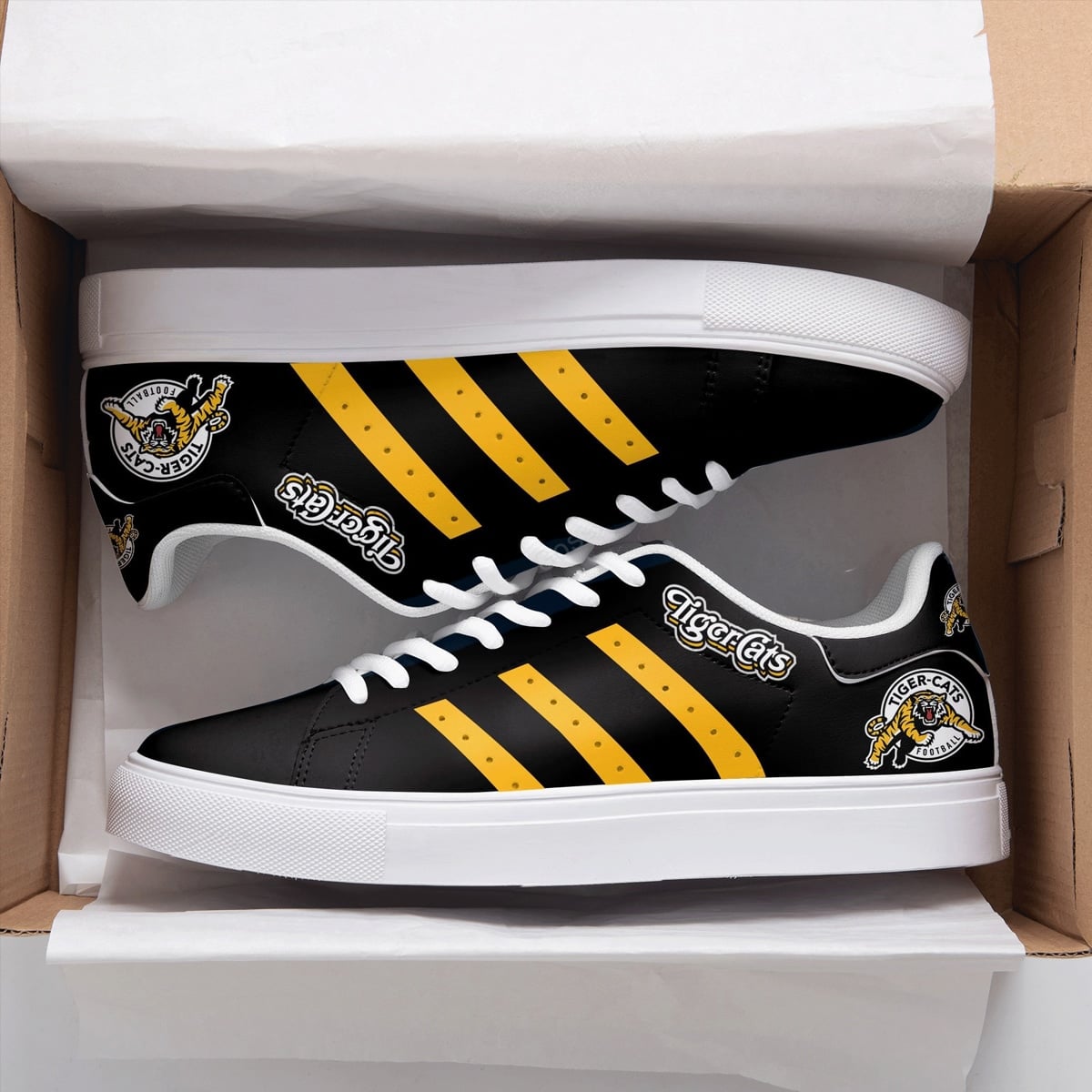 Hamilton Tiger Cats Black Stan Smith Shoes 1 Hamilton Tiger Cats Black Stan Smith Shoes
