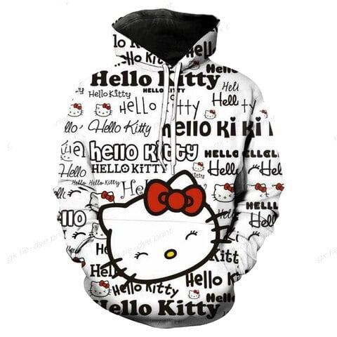 Hello Kitty Hoodie Zip Hoodie 3D 1 Hello Kitty Hoodie Zip Hoodie 3D