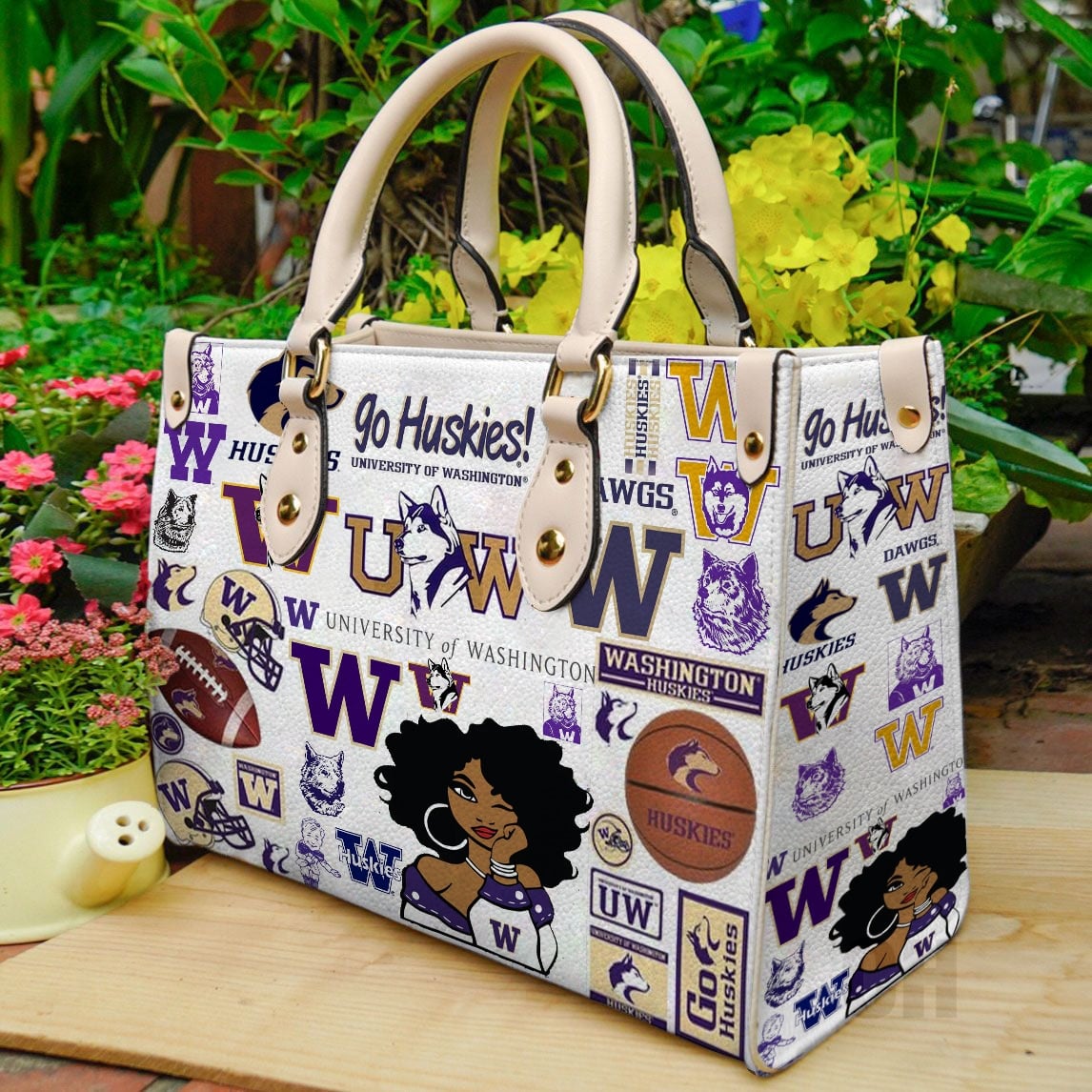 Washington Huskies Hand Leather Handbag 1 Washington Huskies Hand Leather Handbag